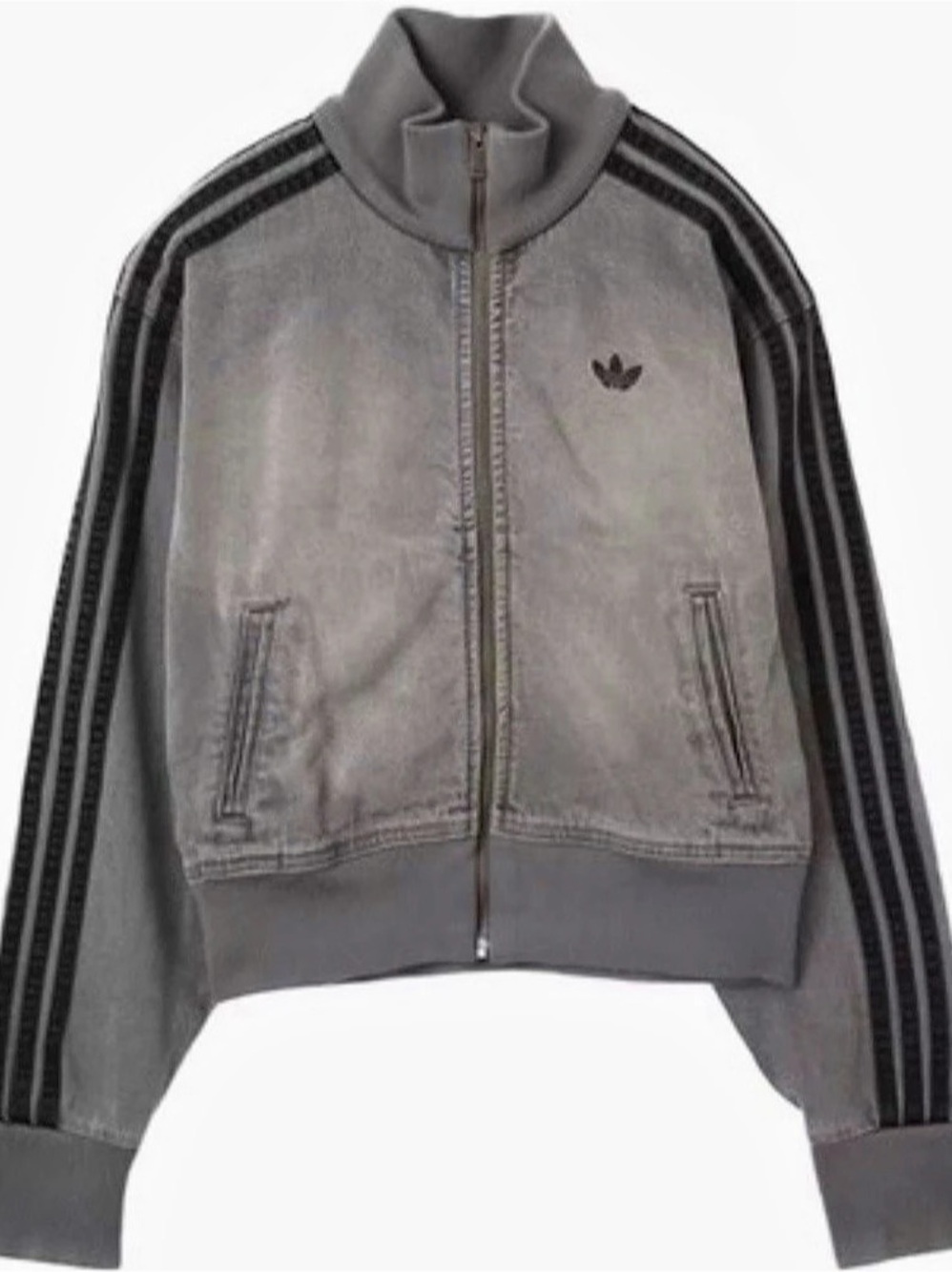 adidas Adicolor Denim Track Top Women's Gray & Black Jacket